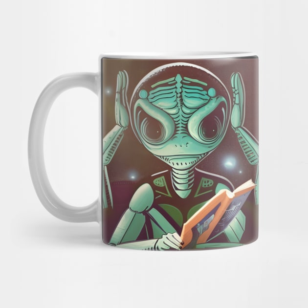 Believe in Yourself Funny an Alien reading a Book by Yourex